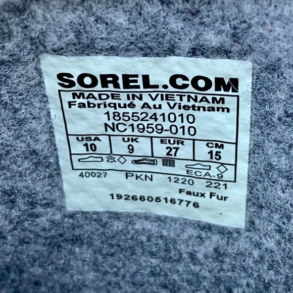 SOREL 1964 Pac Snow Boots Kids 10 27 Faux Fur Black Waterproof Winter Boot Suede - Picture 12 of 14